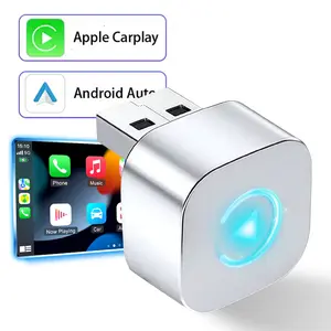 2 in 1 Wireless Apple Carplay Adapter,for both Apple and Android,Converts wired to wireless,suitable for factory wired Carplay cars from 2016+ Black/Silver