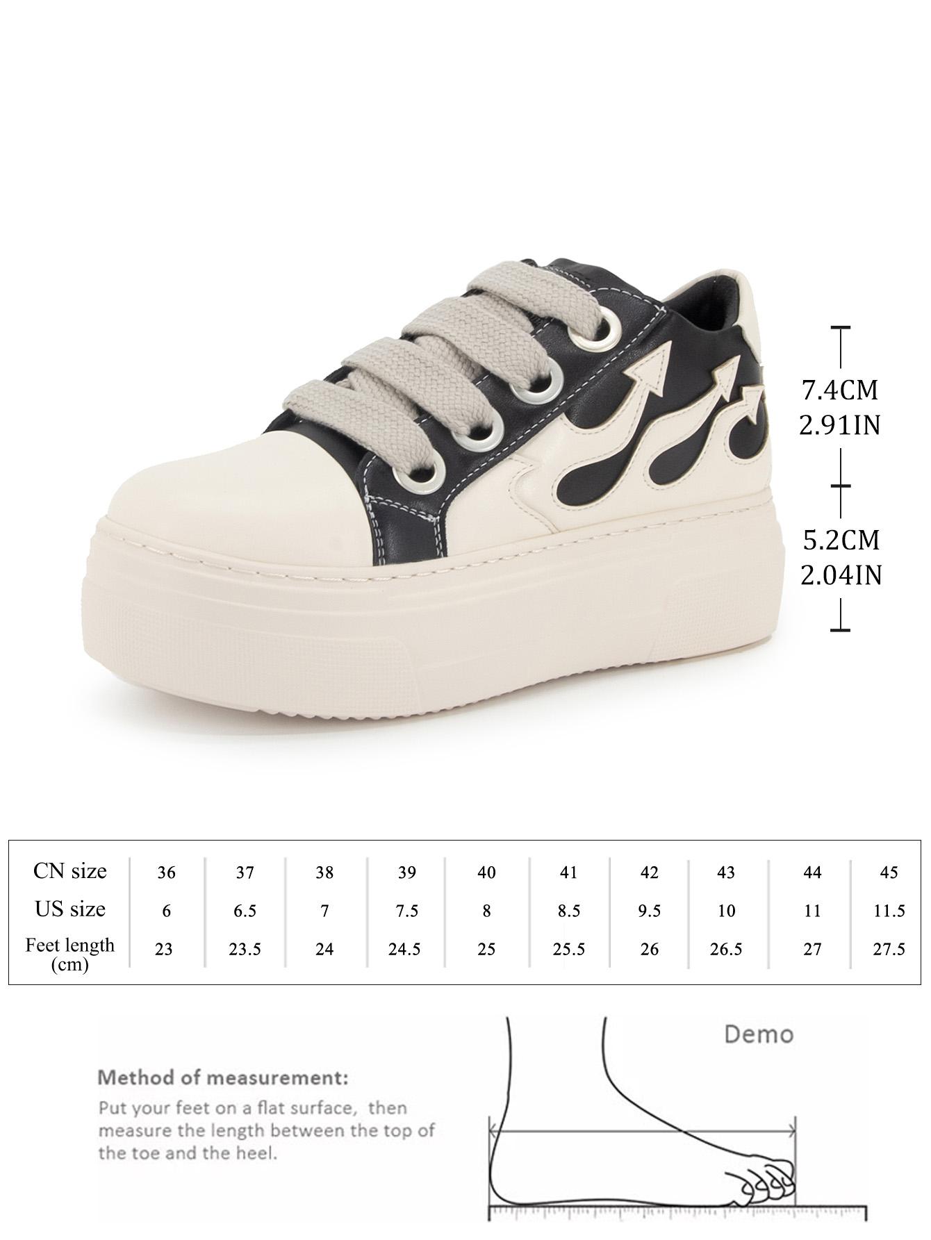 GOGD Men Women Platform Canvas Sneakers Thick Sole Flaming Design Round Toe Lace Up Casual Comfortable Sports Walking Concert Trendy Shoes outdoorfun