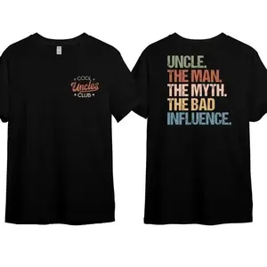 Cool Uncles Club T-Shirt, “The Man The Myth The Bad Influence” Funny Uncle Gift, Unisex Cotton Tee for Cool Uncles, Best Uncle Ever