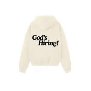 "God's Hiring" Premium Puff Hoodie | Cream & Black