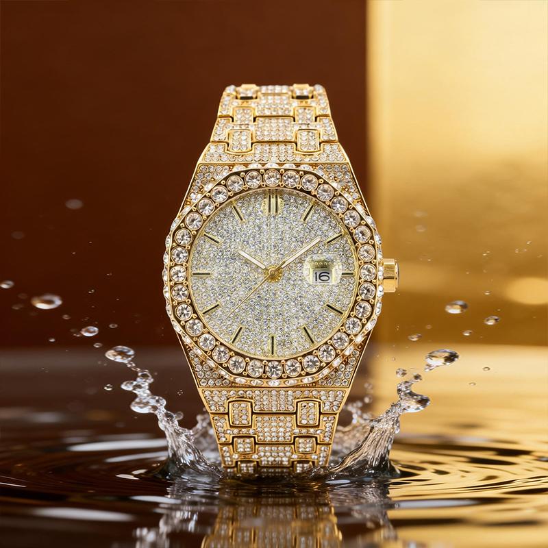Luxury Rhinestone Embellished Jumpstart sale Classic round dial -Dial Quartz Watch with Gift BoxIncluded Fashion Timeless Classic Watch Holiday Haul  Flash Sale diamond men  Shine at work, lead with brilliance.
