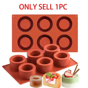 1pc Concave-Convex Round Cup Silicone Mold for Pudding Cake, Cream Sandwich Bread Mold, Aromatherapy Candle Mold, Cake Decorating 3D Cake Tray Baking Tools