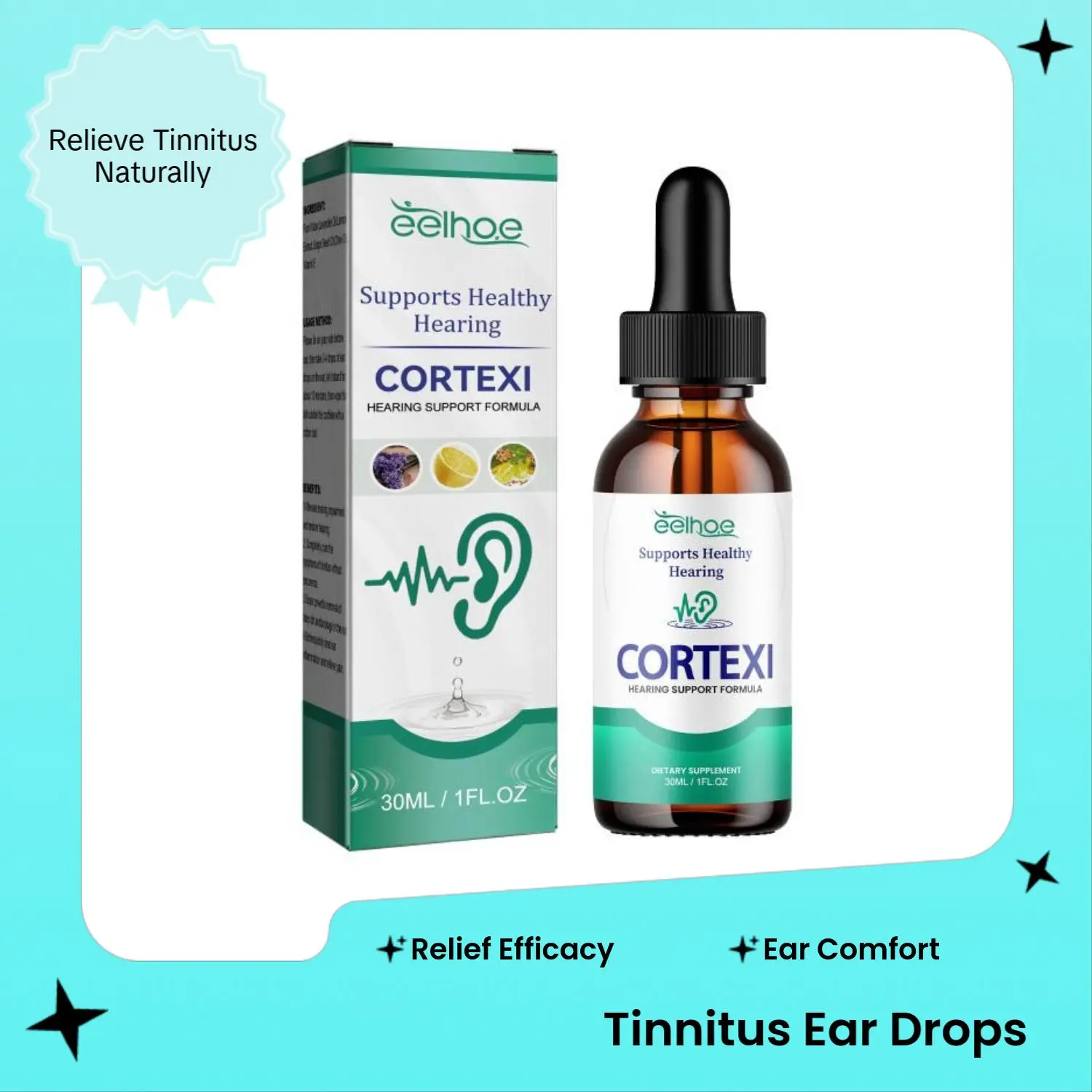 Ear Drops for Tinnitus Relief and Earwax Cleaning, Natural Soothing Treatment and Gentle Ear Care Liquid, Single Item