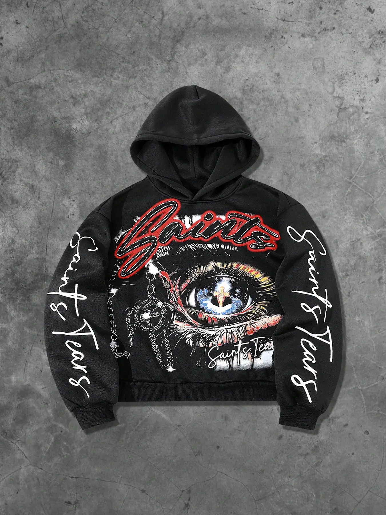 Unisex Hooded Sweatshirt with Eye Print Design, Casual Loose-Fit Graphic Tee for Fall & Winter, Trendy Streetwear for Daily Wear, Graphic Sweatshirts, Fashion Hoodies
