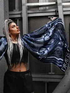 DIVINE GUIDANCE • Cyber BLUE • Reversible Festival Shawl / Festival Pashmina / Festival Shawl / Festival Scarf / Pashmina Festival