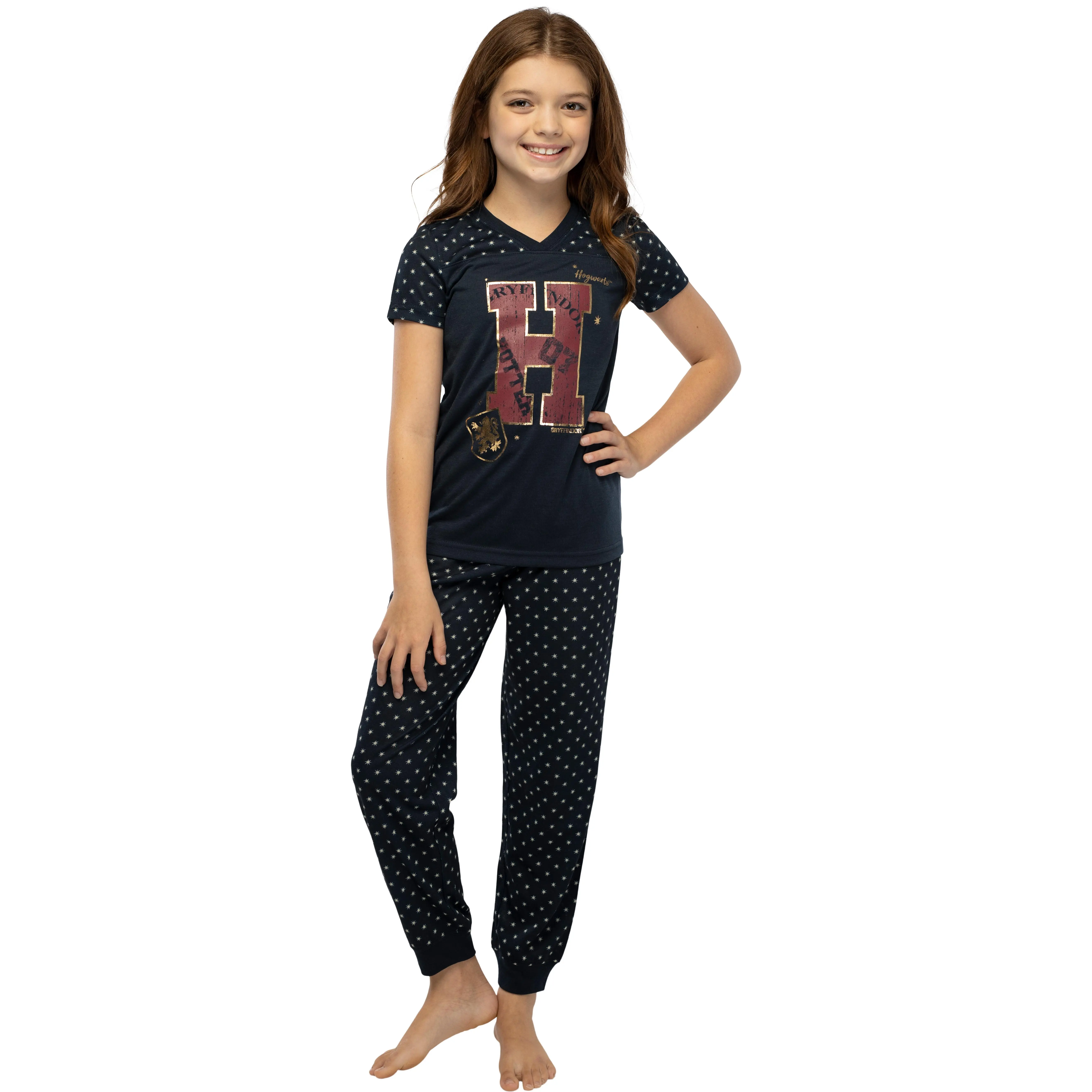 Harry Potter Girls' H Is For Harry Gryffindor Athletic Shirt And Pants 2 PC Pajama Set