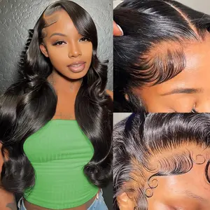 30 Inch Body Wave Lace Front Wigs Blended Human Hair 200 Density 13x4 HD Lace Frontal Wigs Pre Plucked with Baby Hair Natural Color Glueless Wigs for Women