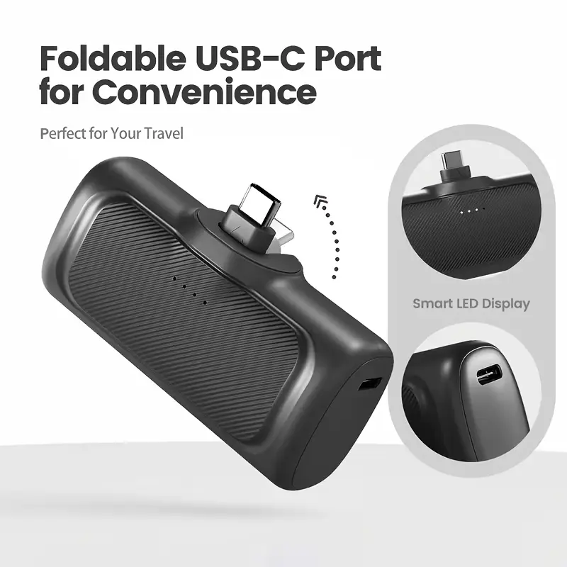 22.5W Fast Charging 5000mAh Mini Portable Power Bank, USB-C Port, Universal Compatibility, Dual Power Modes, Rechargeable Lithium Polymer Battery, Compatible with iPhone 16/15 Series & Android Devices