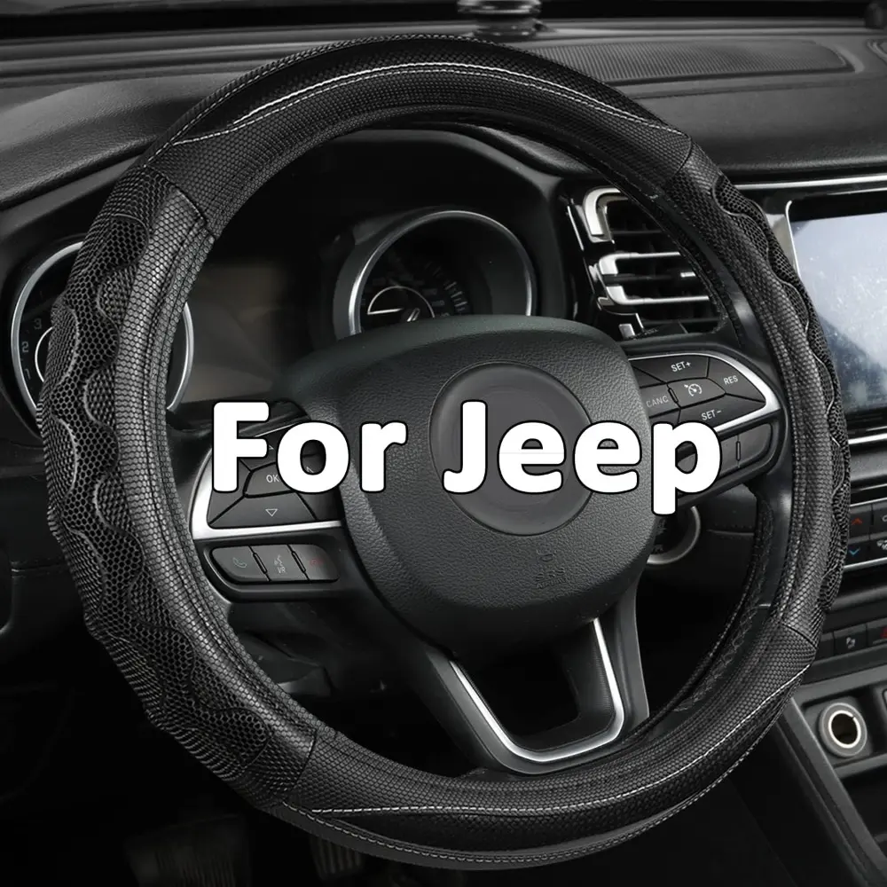 Automotive Steering Wheel Cover - Car Steering Wheel Insert Accessories for Jeep Wrangler, Grand Cherokee, Cherokee - Black