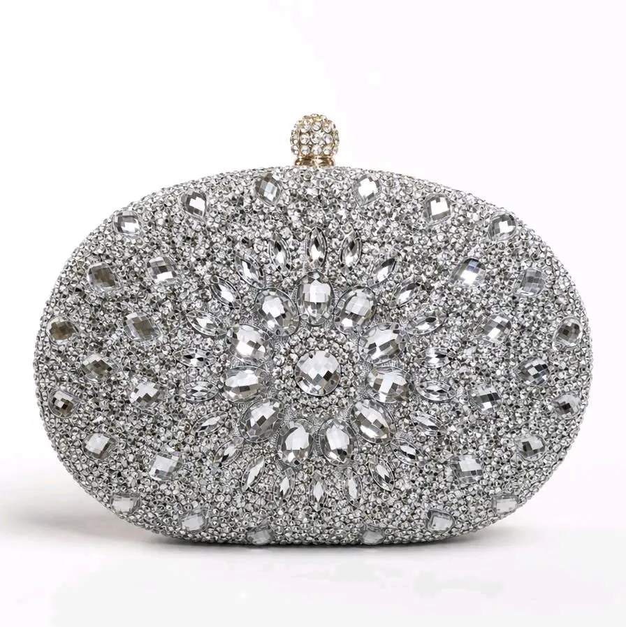 Maison Odila Glam Set – Rhinestone Evening Clutch with Gold Plated Hand Chain | Elegant Formal Bag for Weddings, Parties & Special Occasions