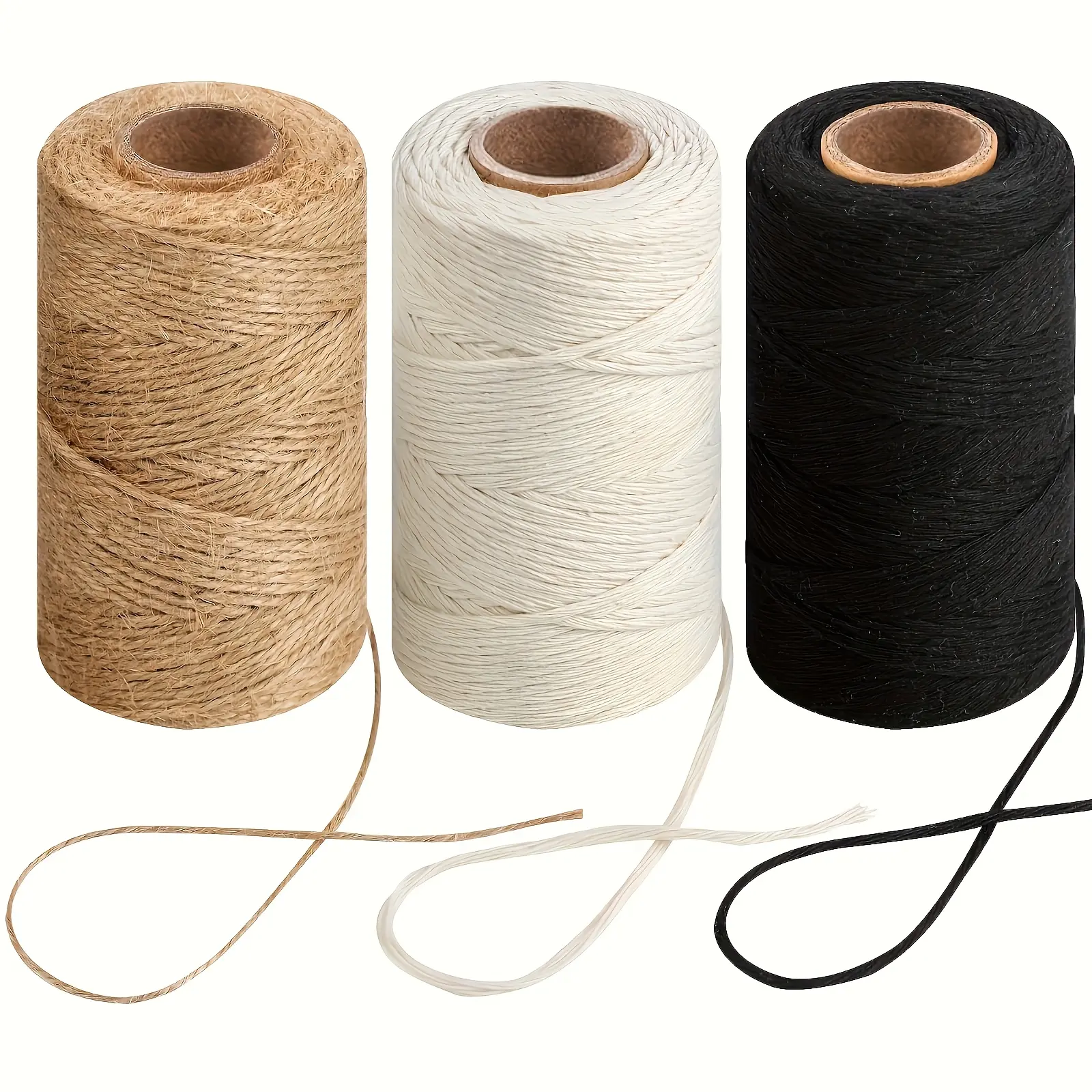 All Natural Twine Bulk - 3 Rolls Natural Jute Twine for Crafts, Gardening, Gift Wrapping, Packing, Crochet, Knitting, Macrame, Art, Decoration (Tools & Hardware Ropes)