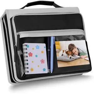 Zipper 3-Ring Binder with Handle, 2 Inch O-Ring Document Organizer for Middle School Students, with 5-Tab Expanding File Folder, 2 Mesh Pouches & DIY Clear Front Pocket, Black