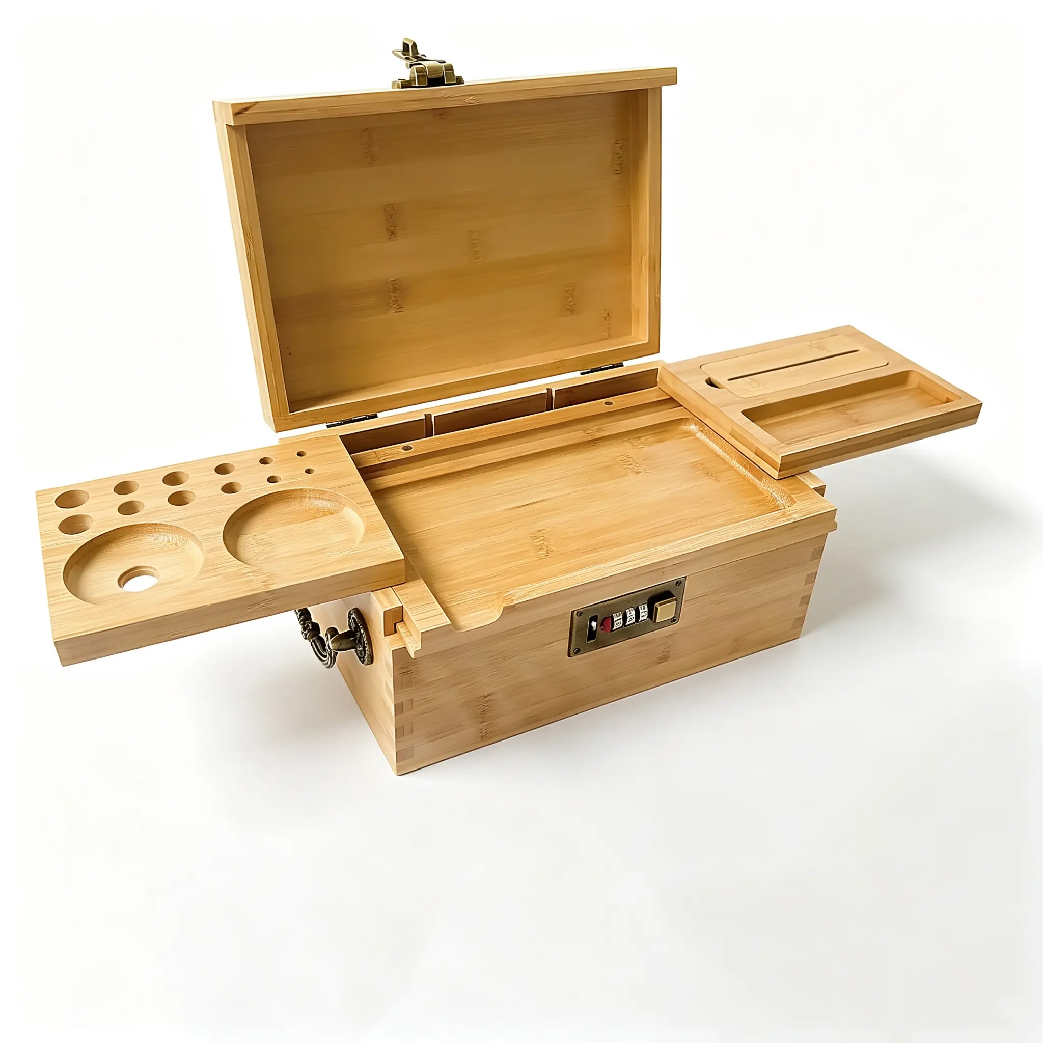 SINKZAICO Eco-Friendly Bamboo Storage Container with Metal Combination Lock - Dust-Free Drawer Organizer, Home Decor Box for Coffee Beans, Ideal Gift for Siblings, Parents (Anniversary, Father’s Day)