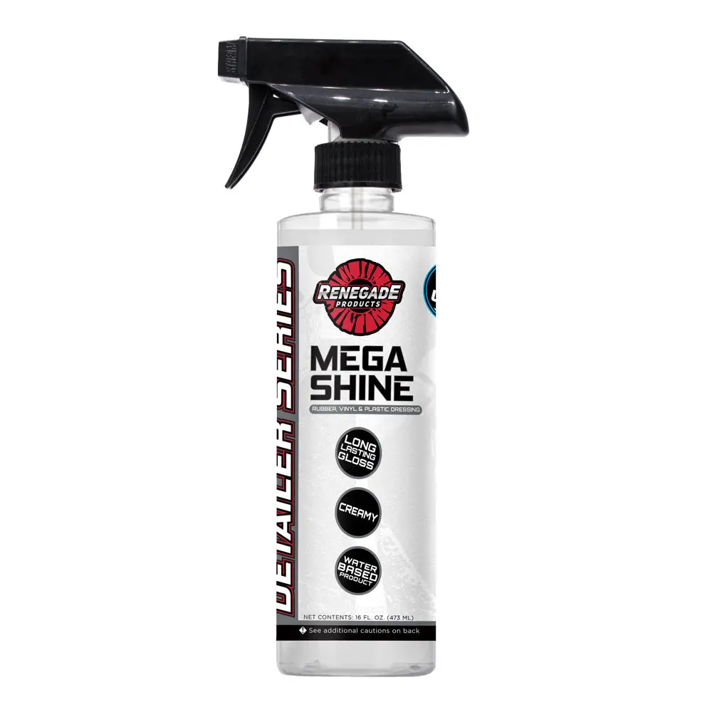 Renegade Products Mega Shine Rubber, Vinyl, & Plastic Tire Dressing – High Gloss Water-Based Cherry Finish