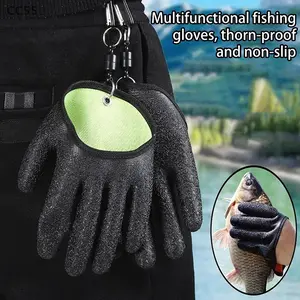 2PCS Waterproof Fish Handling Gloves with Anti-Slip Grip, Durable Cut-Resistant Fishing Gloves with Magnet Clip, Secure Fish Grabber Gloves for Outdoor Fishing, Cleaning, Filleting & Professional Fisherman Accessories