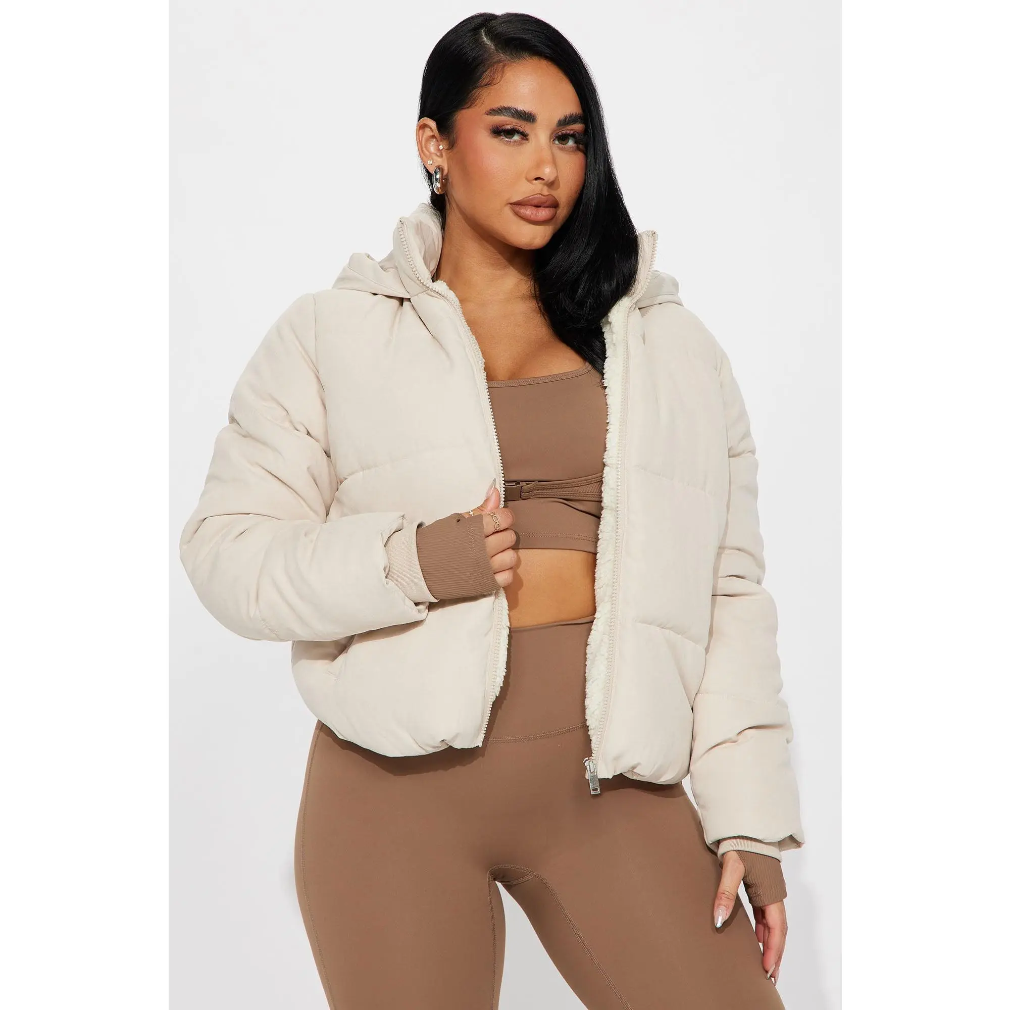 In The Middle Of The City Puffer Jacket - Khaki In The Middle Of The City Puffer Jacket - Khaki