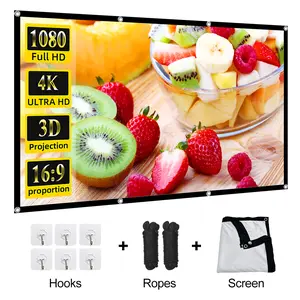 Projection Screen 84 inches, Movie Projector Screen 16:9 Foldable Portable Anti-Wrinkle Indoor and Outdoor Projection Double-sided Video Projector Screen is suitable for home, party, office, classroom movie projector projection screen