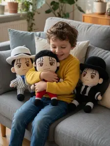 Michael Jackson Plush Toys - Set of 3 iconic models (Red Thriller, White Smooth Criminal, Black Hat)