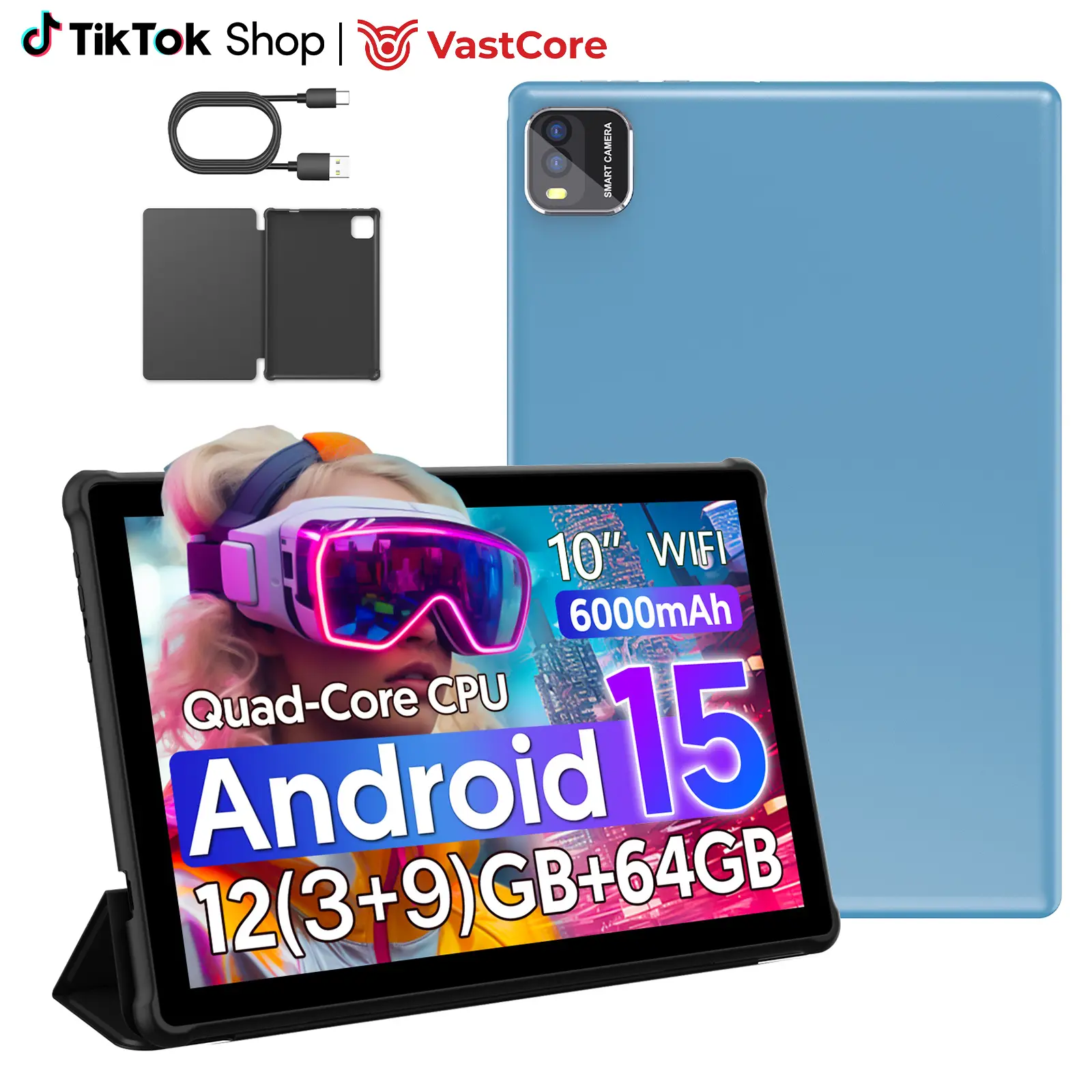 2026 Android 14 Tablet with 10.1" IPS Display 12GB 3+9 RAM 64GB ROM 6000mAh Battery Perfect for Work and Play Upgrade Your Tech Long Lasting Power Versatile Device
