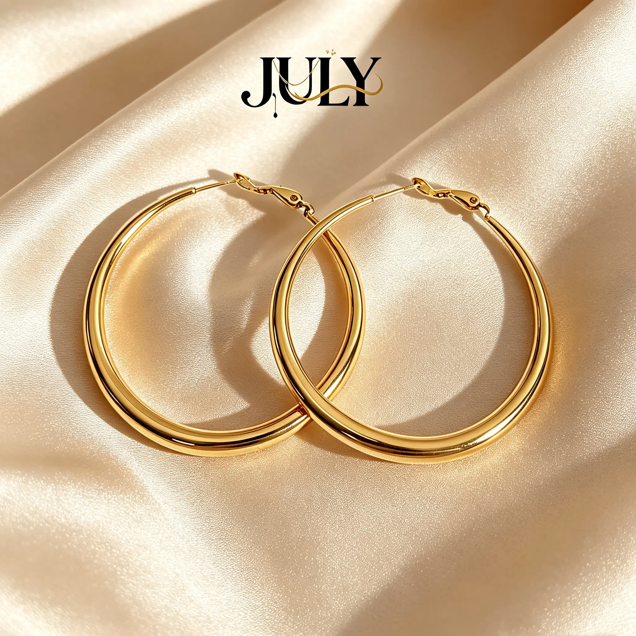 JULY Gold Hoop Earrings for Women Hypoallergenic 316 Stainless Steel 50mm Large Gold Hoops Lightweight Daily Jewelry Gift for Wife Mom Girlfriend