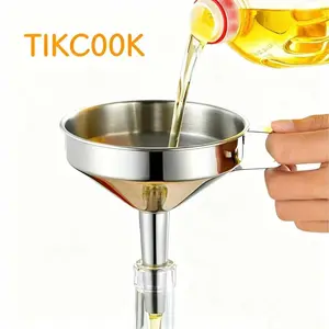 Universal kitchen oil pouring funnel with thickened large diameter, graded filtration design and leak-proof filter screen for home use