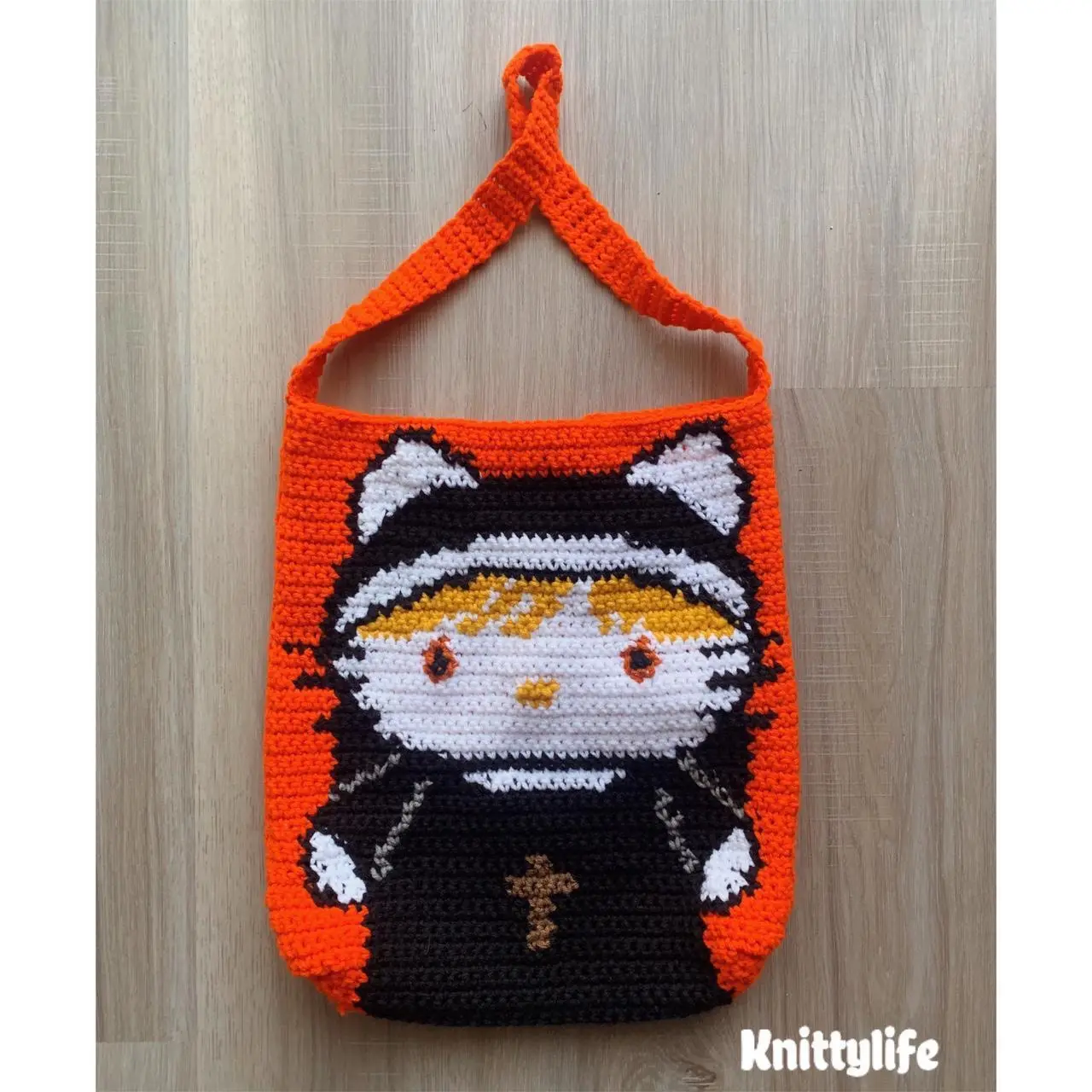 Crochet hello kitty tote bag | one of a kind | handmade bag | hello kitty nun