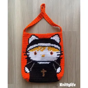 Crochet hello kitty tote bag | one of a kind | handmade bag | hello kitty nun