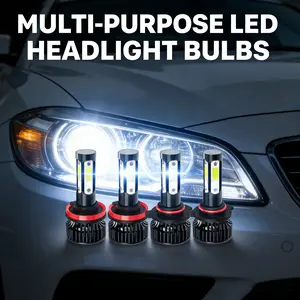 All-Weather 10X Brightness 4PCS LED Headlight Bulbs - 9005+H11/9005+9006/H11+H11 Multi-Socket Universal Fit, 120000LM 6000K Daylight White High/Low Beam, Plug-and-Play IP68 Waterproof Aluminum Battery-Free Auto Headlamps,led lights