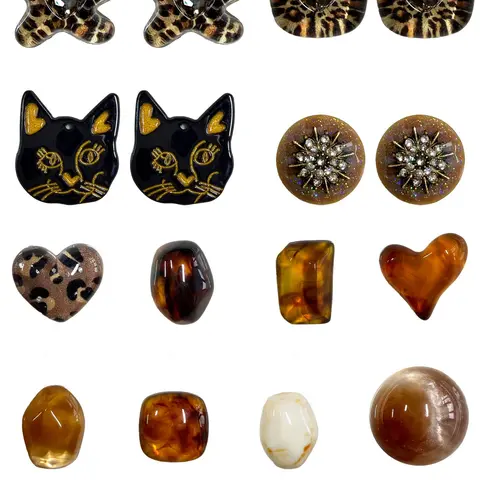 16 Piece Leopard Print Cat Amber Hole Shoe Charms Set Shoe Decoration Decor Resin Rhinestones Cool Vintage Style Fits Hole Shoes Footwear