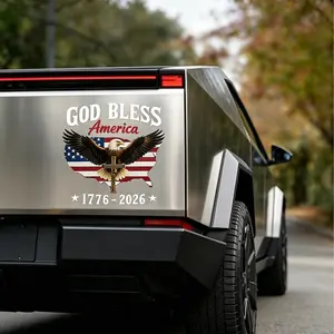 USA 250th Anniversary Car Decal 1776-2026, God Bless America Sticker with Bald Eagle, Cross & Flag, Waterproof Vinyl for Trucks, RVs, Laptops, 3 Sizes (6"/8"/12"), 2026 Sestercentennial Commemorative Veteran Gift, Patriotic Window Sticker