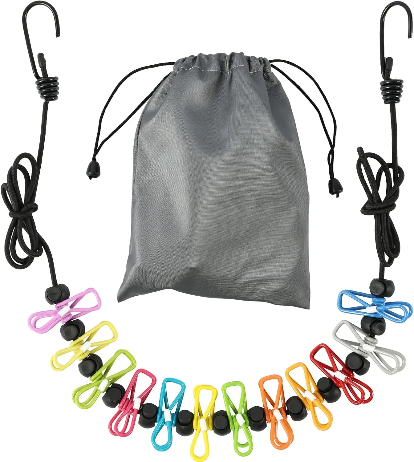 Retractable Portable Clothesline For Travel Clothing line With 12 Clothes Clips, Indoor Laundry Drying, Outdoor Camping Accessories