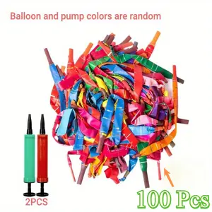 100pcs Rocket Random Color Balloons with Two Air Pumps Colorful Giant Rocket Balloons for Parties Suitable for Easter Christmas Halloween Birthday Party Decoration