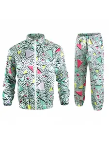 Retro 80s Color Block Disco Suit Jacket Jogger Pants Theme Party Outfit