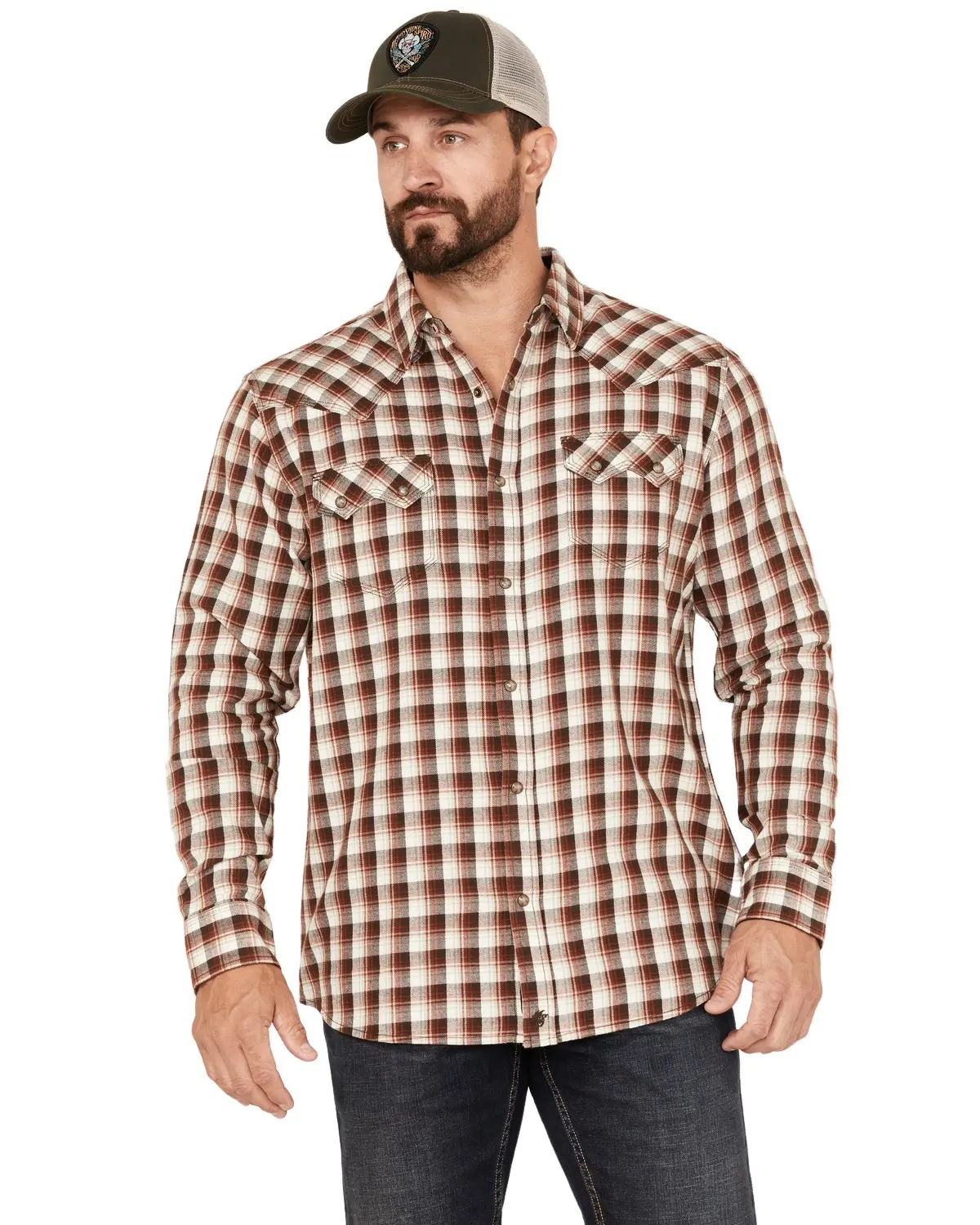 Moonshine Spirit Men's Spirit&Reg; Men'S Dirt Runner Plaid Print Snap - Msfa22fl2-Crm