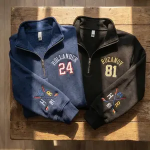 Embroidered Team Hollanov Quater Zip Sweatshirt, Hockey Romance Embroidered Zip Sweatshirt, Heated Rivalry Embroidered Sweatshirt, Bookish Shirt, Movie Inspired Shirt