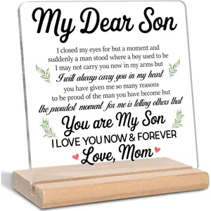 Birthday Gifts for Son from Mom, My Dear Son Acrylic Plaque Sign, Graduation gifts, Christmas Gift, Office Home Desk Decor Sign