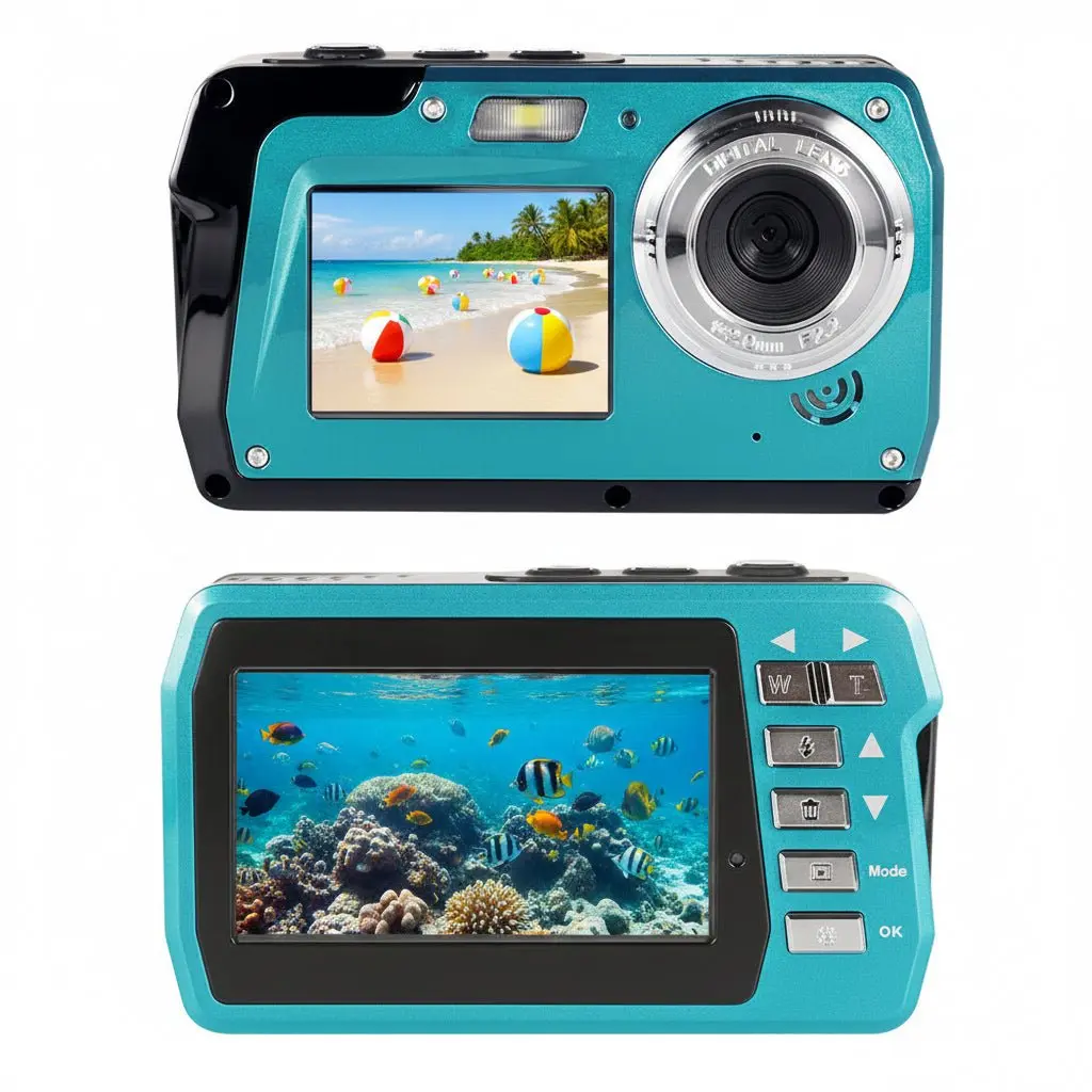 4K Waterproof Digital Camera with Dual LCD Screens