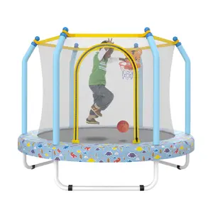 55-inch Trampoline for Kids Indoor & Outdoor Small Toddler Trampoline with Basketball Hoop