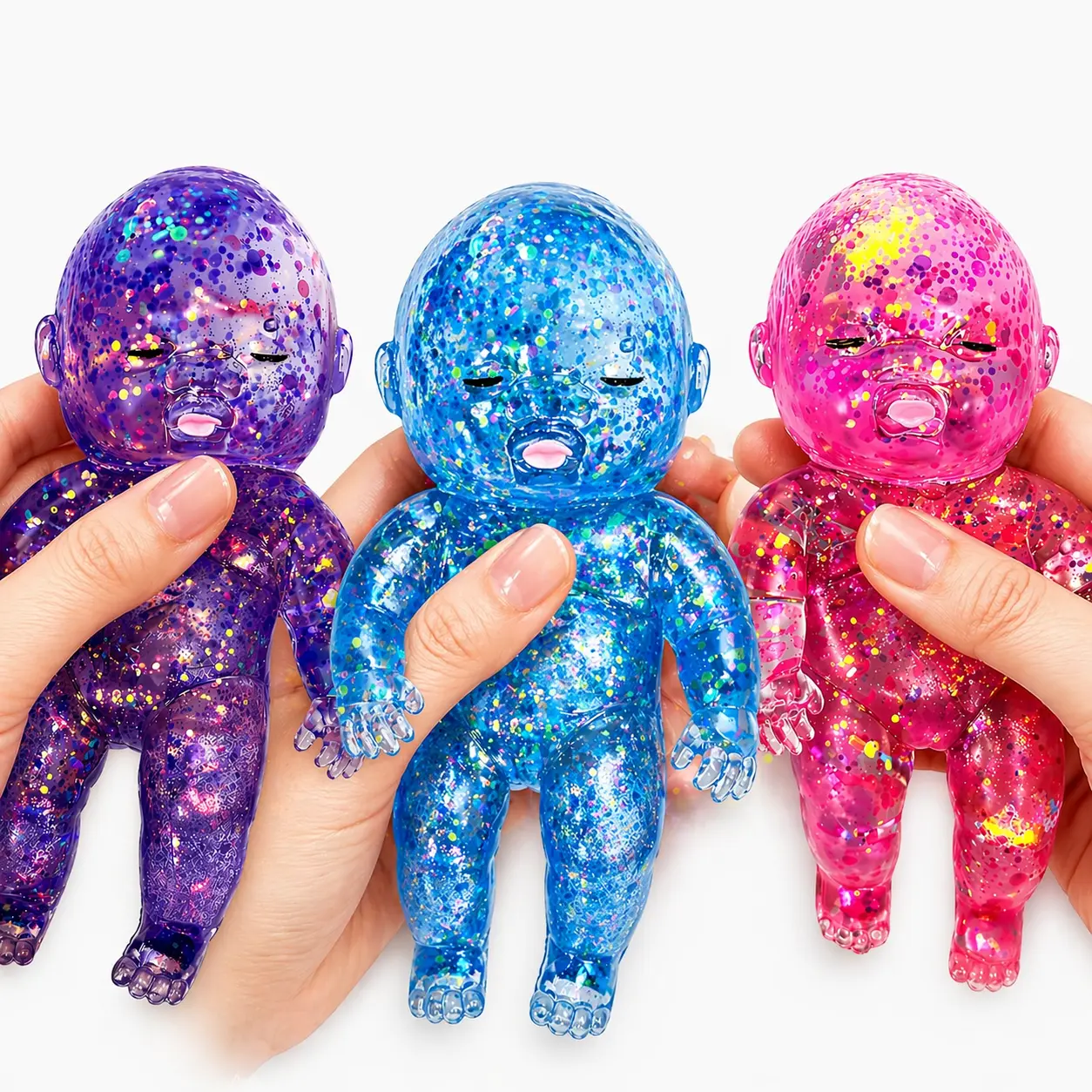 Super Glitter Baby Squishy Toy, Super Glitter Slow Rising Squeeze Toy for Stress Relief, Soft Sensory Fidget Toy for Kids & Adults, Cute Stretchy Collectible Sparkly Squishies