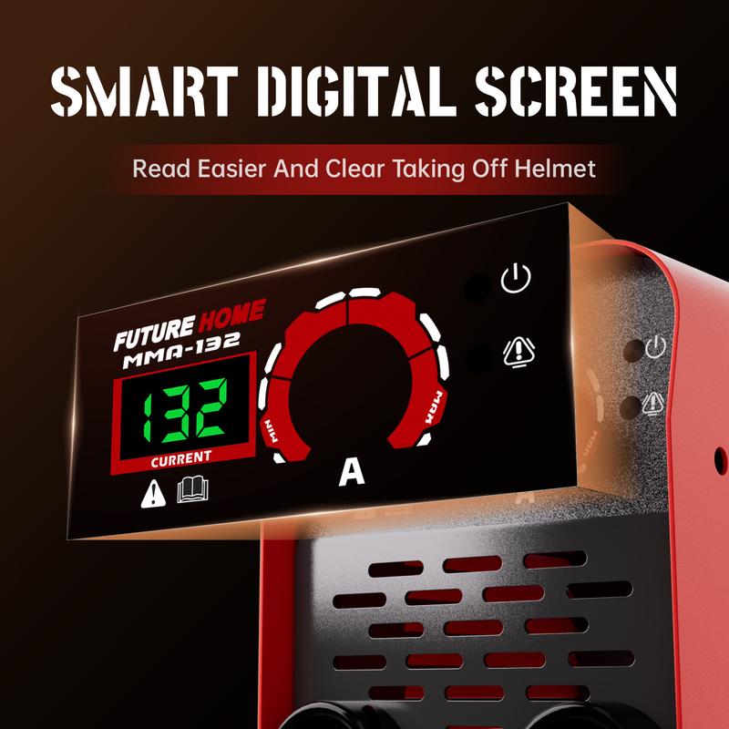 132A Mini Portable Welding Machine AC 110V Smart Conversion LED Display Digital MMA Arc Welder with Over-heating Protection & Easy Carry