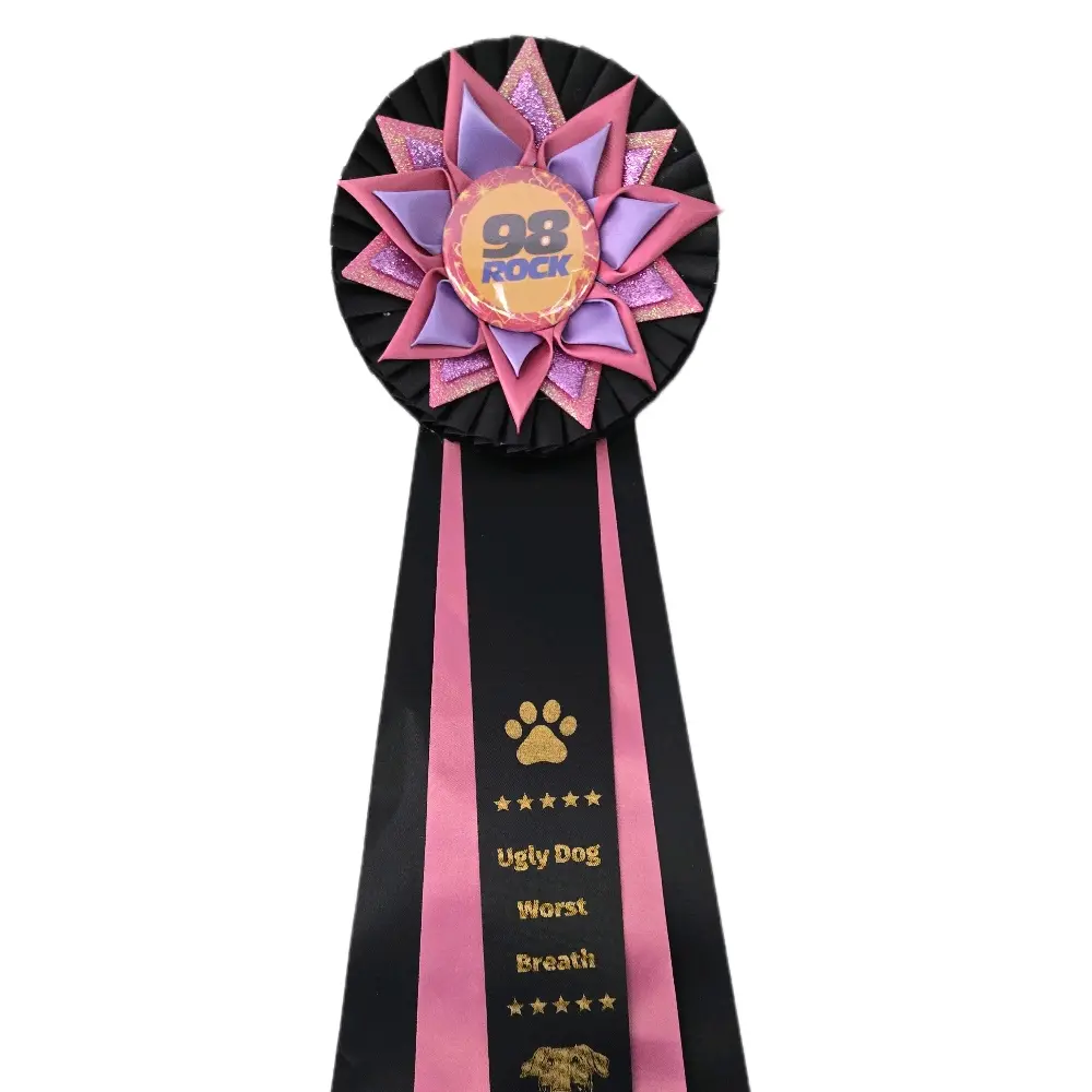 5 inch rosettes....your logo and customized text will be added