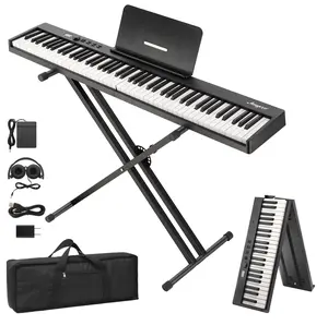 GARVEE 88 Key Full Size Electronic Keyboard Piano Set Built-in Speakers,Electric Piano Keyboard,Digital Piano,Power Adaptor,Bluetooth,Carrying Bag,Headphones,Note  Sticker