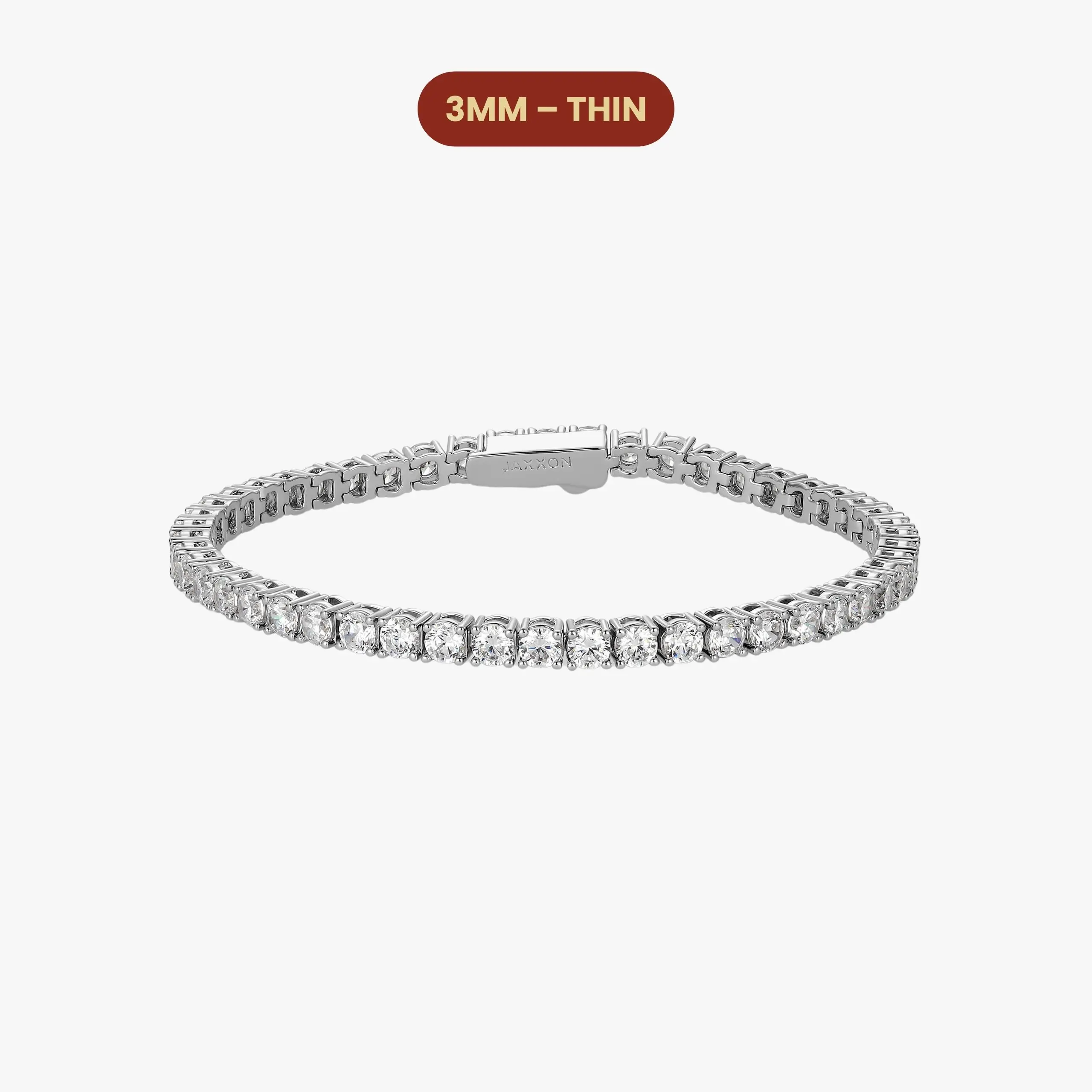JAXXON - Women's Tennis Bracelet - 3mm - Silver - Box Clasp