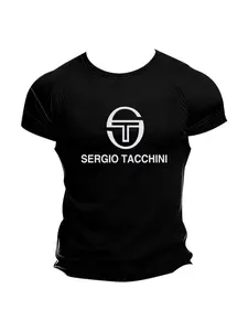 2026 New Trendy St Logo Print Fitted T-Shirt for Men, Casual Long Sleeve Sportswear, High Stretch Breathable Running Top