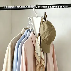 Fun Home Hat Hook, No-Drill Simple Hairband Accessory Organizer, Hat Storage Rack, V-Type Dual-Sided Clothes Hanger Holder