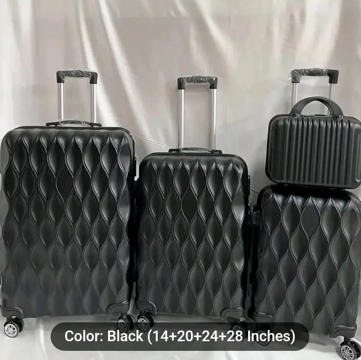 4-Piece Lightweight Durable Hard Shell Luggage Set with Spinner Wheels - 14+20+24+28inch Travel Companion