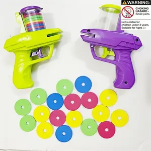 Foam Flying Saucer Launcher Set, 1 Count Interactive Shooting Toy Blasters & 15pcs Random Color Soft Bullet, Outdoor Toy for Gifts