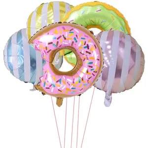 6Pcs Big Donut Foil Balloons Large Mylar Doughnut Balloons For Birthday Party Wedding Decoration Baby Shower Donut Time