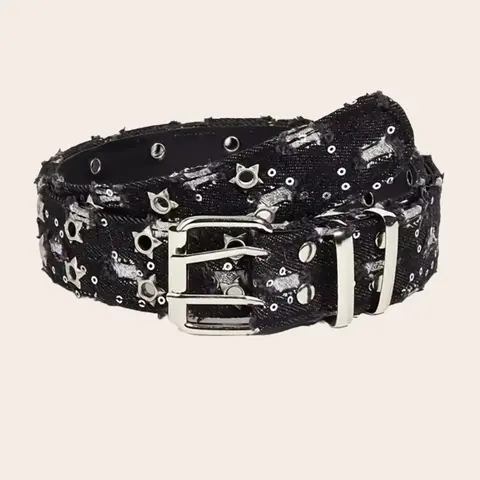 New Fashion Street Waist Belt, Blue Punk Accessory, Blue Denim Belt, Hip Hop Y2K Heart Buckle Belt, Unisex Design, Casual Trendy Waistband, Punk Style Belt, Fashion Belts