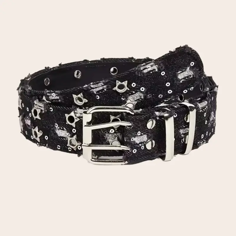 New Fashion Street Waist Belt, Blue Punk Accessory, Blue Denim Belt, Hip Hop Y2K Heart Buckle Belt, Unisex Design, Casual Trendy Waistband, Punk Style Belt, Fashion Belts
